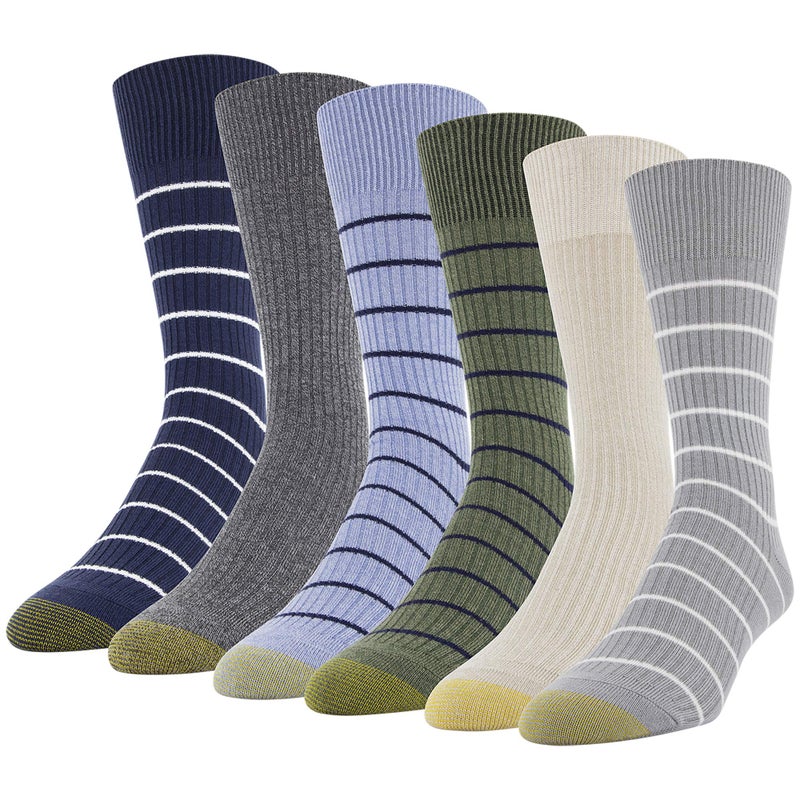 GOLDTOE Men's Stanton Crew Socks, Multipairs, Light Grey Assorted (6-Pairs), Large - Image 1